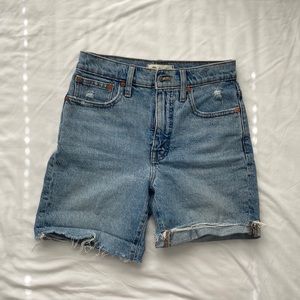 Madewell high rise denim mid length shorts